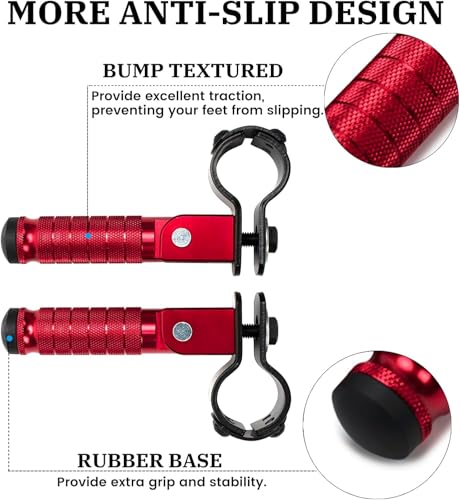 XINGWU M8 Motorcycle Foot Pegs 90 Degree Foldable Footpegs CNC Anti-Skid Footrest Universal for Yamaha Honda Suzuki Aprilia Electric Car Motorbike Mini Bike Dirt Pit Bike Passenger Pedal (Red) - color: Red