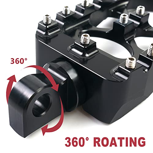 MDPROMCP CNC Motorcycle Wide Foot Pegs Aluminum 360° Roating Adjustable Suitable Compaitble with Dyna Fatboy Iron 883 Sportster 883(Black) - color: Black