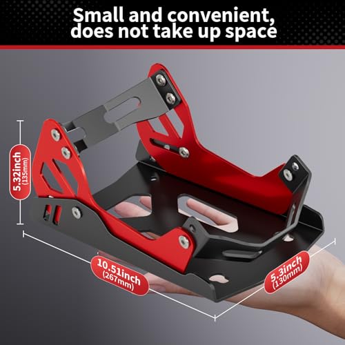 Heavy-Duty Steel Motorcycle Wheel Chock for Trailer Mount | Anti-Rust Black/Red Design | Universal Front Wheel Chock Stand for Dirt Bikes & Motorcycles | Compact & Portable (5.3”H x 10.8”L x 6.1”W)