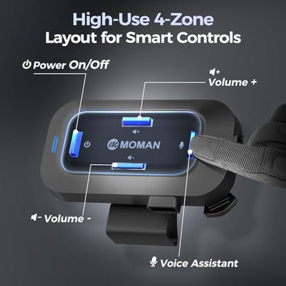 Moman Motorcycle Helmet Headsets Speaker, Hands‑Free Hi-Fi Speakers Dual Noise Cancellation with Loud Sound, Voice Assistant IPX6 Waterproof Helmet Headphones for All Helmets and Solo Riding (RS-C) - style: RS-C