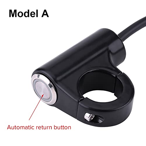 Motorcycle Push Start Button with Horn, Headlight, Brake, Fog Lights - 7/8" (22mm) Automatic Return with Green Light