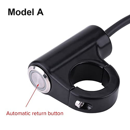 Motorcycle Push Start Button with Horn, Headlight, Brake, Fog Lights - 7/8" (22mm) Automatic Return with Green Light