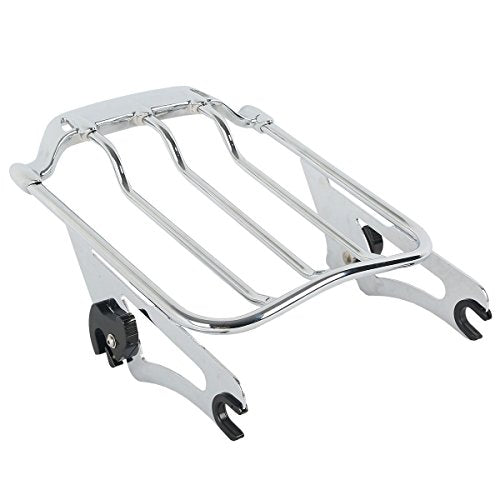 TCT-MOTORPARTS Detachable Upright Sissy Bar Passenger Backrest W/Pad Luggage Rack Docking Kits Fit For Harley Street Glide Road King 14-25 - color: Chrome #4(2014-2025)