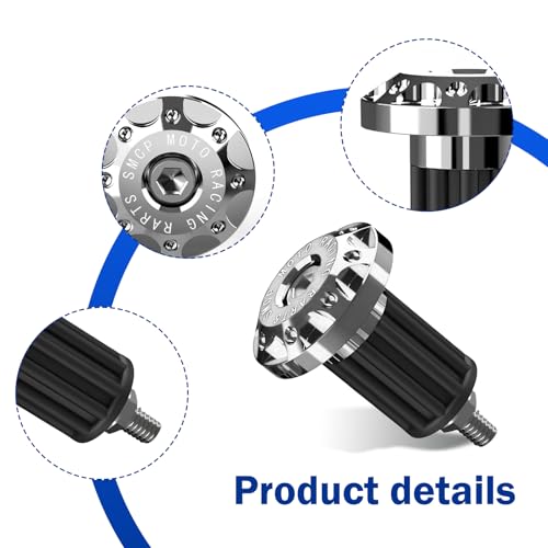 2 PCS Motorcycle Bar End Plug, Aluminum Alloy Handlebar Grip End Caps for Electric Car Scooters, Off-Road Motorcycles (Silver) - color: Silver