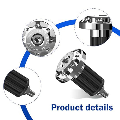 2 PCS Motorcycle Bar End Plug, Aluminum Alloy Handlebar Grip End Caps for Electric Car Scooters, Off-Road Motorcycles (Silver) - color: Silver