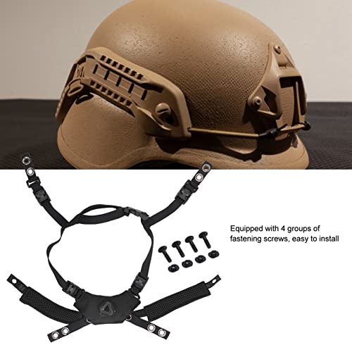 Helmet Chin Strap for Fast MICH Wendy Helmet, 4 Points Tactical Helmet Accessories Retention System Chin Strap, Helmet General Suspension Lanyard with 4 Sets of Fastening Screws - color: Black