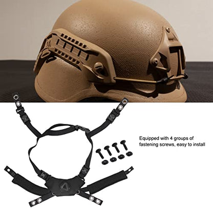 Helmet Chin Strap for Fast MICH Wendy Helmet, 4 Points Tactical Helmet Accessories Retention System Chin Strap, Helmet General Suspension Lanyard with 4 Sets of Fastening Screws - color: Black