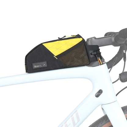 Rhinowalk Bike Frame Bag 1.2L, Waterproof Handlebar Bag with Phone Holder, Small Front Bag with Strap or Screw Mount, Fits Most Bikes – Black+Yellow - color: Black+Yellow, 1.2L