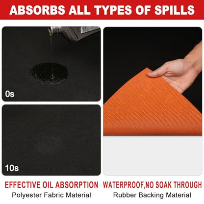 20' x 7'4" Garage Floor Mats - All-Weather Garage Floor Mats for Under Car, Absorbent Oil Spill Mat, Anti-Slip Garage Carpet, Reusable Garage Mats with Waterproof Backing, Garage Car Mat & Floor Rug - size: 7'4" x 20' (Rectangular)