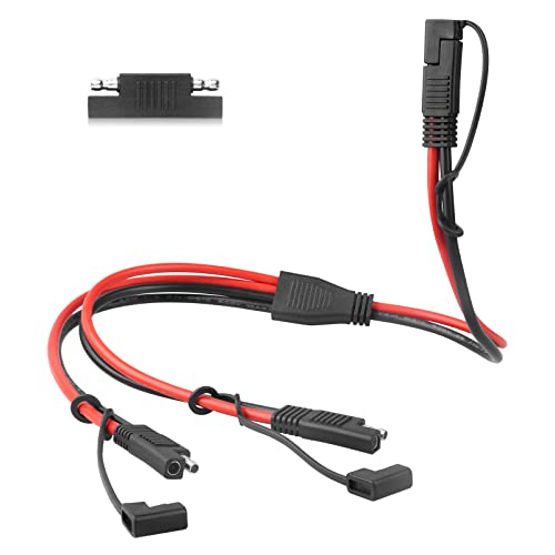 10AWG SAE Y Splitter Cable 1 to 2 Way SAE Extension Cord, 2FT | Automotive DC Power Extension Cord, Heavy Duty,2-Way SAE Connector, For RV Car Motorcycle ATV Solar Battery Connection - size: 10AWG without Fuse