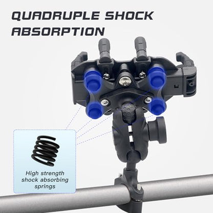 Motorcycle Phone Mount, 2025 Upgrade [Anti-Theft][Ultra-Stable] Bike Holder for Bicycle, Smartphone Handlebar Clamp Compatible with iPhone, Samsung, Other Cell Phone - color: Handlebar Mount