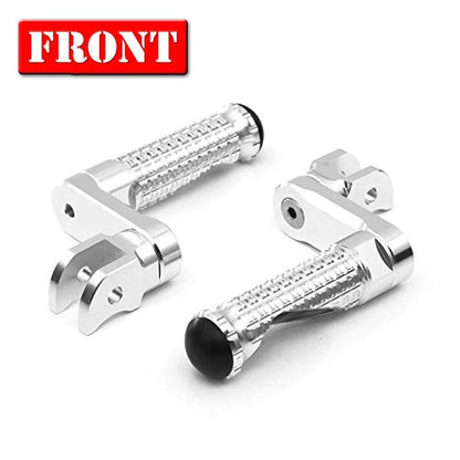 MC MOTOPARTS MPRO Silver 40mm Riser CNC Front Foot Pegs Compatible with YZF R1 00-21 YZF R6 03-19 YZF R1M 15-21 - color: Silver, size: 40mm Extension