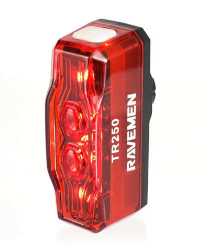RAVEMEN TR150/TR250 Bike Tail Light, 280° Visible Bike Rear Light with Brake Detection and Auto On Off Feature, 3 Mounting Options - style: Tr250