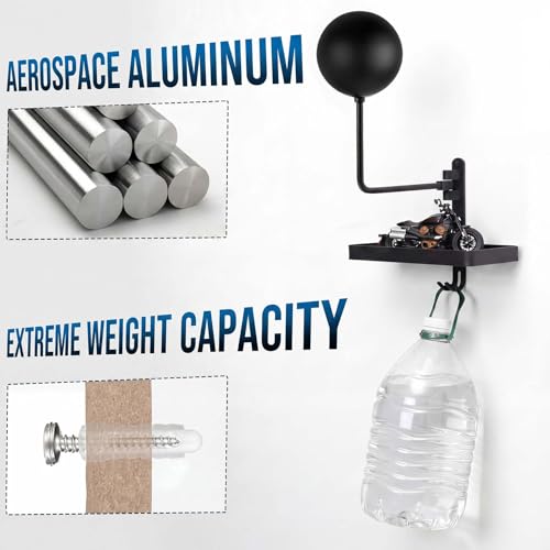 Shimeyao 2 Pack Helmet Holder Wall Mount with Shelf, 180° Rotation Helmet Storage Rack with Hooks for Motorcycle Bike Racing Outerwear Sports Gear Display Motorcycle Accessories