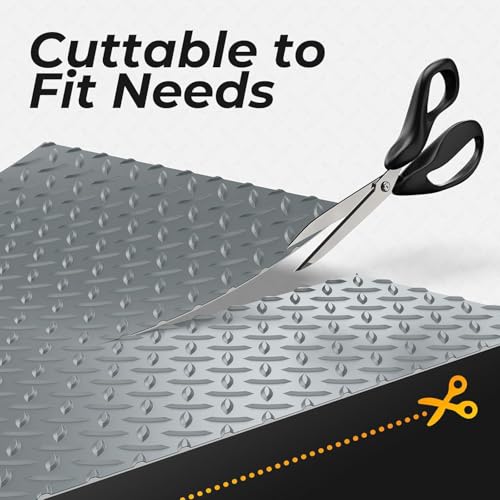 7.8 x 20 FT Garage Floor Mat for Under Car, 2.8mm Thick PVC Garage Flooring Roll, 156 SQFT Non-Slip Diamond Plate Surface, Waterproof & Wear Resistant for Mid-Size SUV, Sports Car