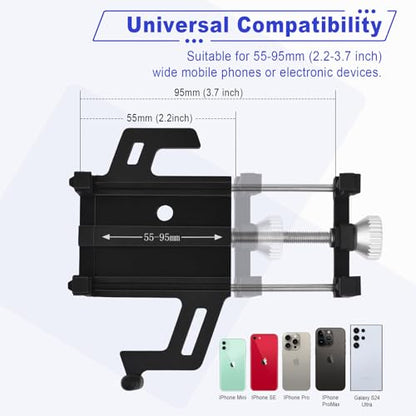 NineLeaf 3PK Bike Phone Mount Holder, Aluminum Motorcycle Phone Mount, Handlebar Mount Phone Holder 90°180°270°360°Rotating for Exercise Bike Ebike Scooter Camera Friendly Suitable for2.2-3.7" Phones - color: 3PK