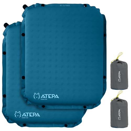 ATEPA Inflatable Seat Cushion, Compact Self-Inflating Seat Cushion for Stadium Airplane Air Travel Bleacher Camping, Blow Up Foam Seat Pad for Outdoor Sports Events Backpacking Hiking Sitting - color: XL Blue-2 Pack