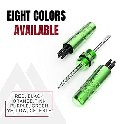 KOM Cycling Tubeless Tire Repair Kit for Bikes 8 Colors! Fixes Mountain Bike and Road Bicycle Tire Punctures - color: Green