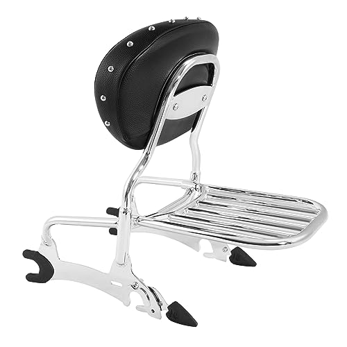 SLMOTO Motorcycle Quick Release Sissy Bar Passenger Backrest Pad Luggage Rack for Indian Chieftain Dark Horse 2016-2022 Roadmaster Classic 2017-2018 - color: Chrome Backrest + Black Sissy Bar