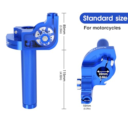 Throttle Grip Throttle Cable Motorcycle 22mm Universal CNC Aluminum Accelerator Throttle Twist Grips Handlebars for KLX CR CRF EXC XR TTR CB SSR ATV Dirt Bike Pit Bike - color: Blue