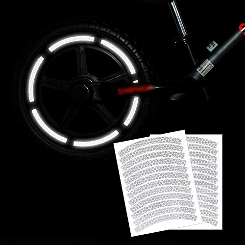 24pcs 9cm 2.7" Reflective Wheel Rim Stripe Decal Sticker for 12" Motorcycle Wheels Car Cycling Bike Bicycle Night Safety Decoration Stripe Kids Rim Stickers (White) - color: White
