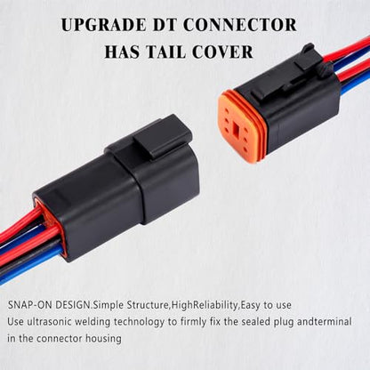 6 Pin Waterproof Connector,6 Wire Electrical Car Auto Connector,With 20CM 16AWG Long Male Female Plug Quick Disconnect Wire Connectors for Car Truck Motorcycle Marine Boat(3 Pairs Black) - size: DT 6P