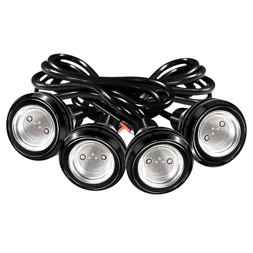 4Pcs 23mm DC 12V Black shell Eagle Eye Cob LED Car Fog DRL Daytime Running Light Backup Reverse Tail Rock Lights Headlights Signal Lamp Small bulb use for car and motorcycle (Green) - color: Green