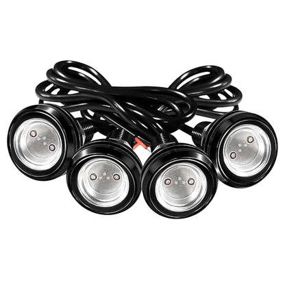 4Pcs 23mm DC 12V Black shell Eagle Eye Cob LED Car Fog DRL Daytime Running Light Backup Reverse Tail Rock Lights Headlights Signal Lamp Small bulb use for car and motorcycle (Green) - color: Green