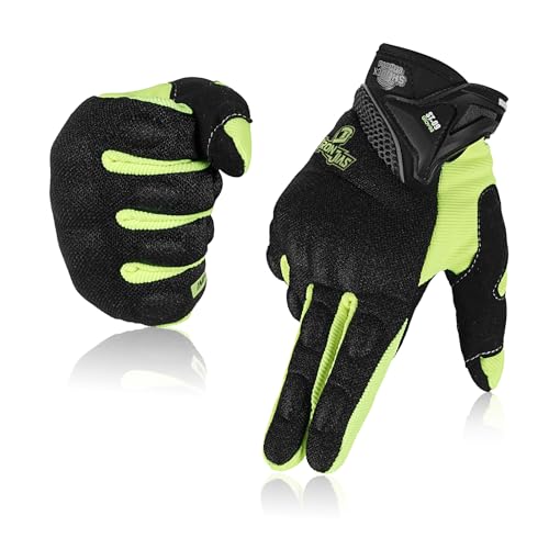 BORLENI Motorcycle Riding Gloves Touch Screen Full Finger Glove Motocross Road Racing Bike Outdoor Sports for Women Men - color: 09Green, size: Large