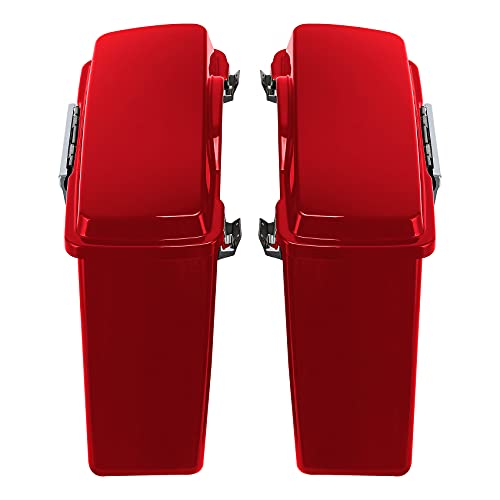 SLMOTO Saddlebags Saddle Bag & Chrome Conversion Bracket For Harley Softail Fatboy FLST Harley-Davidson Softail CVO Convertible FLSTSE3 - color: Red + Black Conversion Brackets