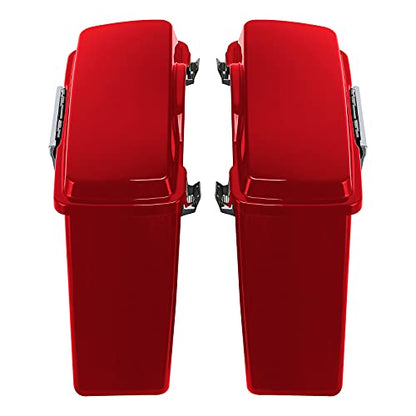 SLMOTO Saddlebags Saddle Bag & Chrome Conversion Bracket For Harley Softail Fatboy FLST Harley-Davidson Softail CVO Convertible FLSTSE3 - color: Red + Black Conversion Brackets