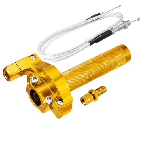 Throttle Grip Throttle Cable Motorcycle 22mm Universal CNC Aluminum Accelerator Throttle Twist Grips Handlebars for KLX CR CRF EXC XR TTR CB SSR ATV Dirt Bike Pit Bike - color: Style-B-Gold