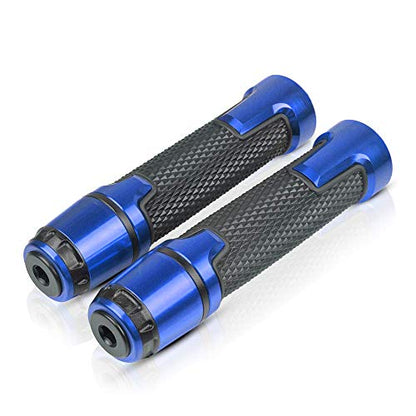 7/8'' 22mm Motorcycle CNC Aluminum Powersports Handlebar Grips with Grip Ends Compatible with YZF R1 R3 R6 R25 R15 R125 600R Blue - color: blue