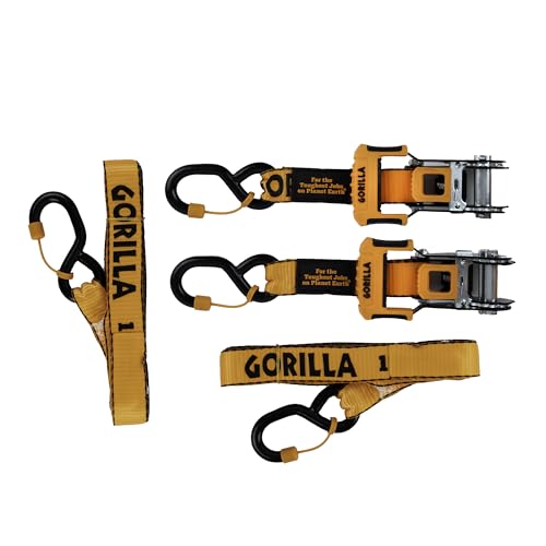 Gorilla 93001 2 Pack 1" x 16' Ratchet Strap with Orange Gorilla-Grip Handle - style: 1in x 16ft - 3,300lb Break (Pack of 2)