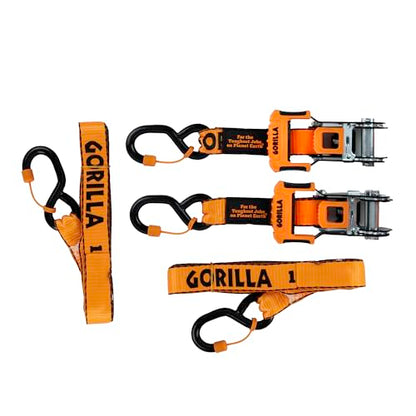 Gorilla 93001 2 Pack 1" x 16' Ratchet Strap with Orange Gorilla-Grip Handle - style: 1in x 16ft - 3,300lb Break (Pack of 2)