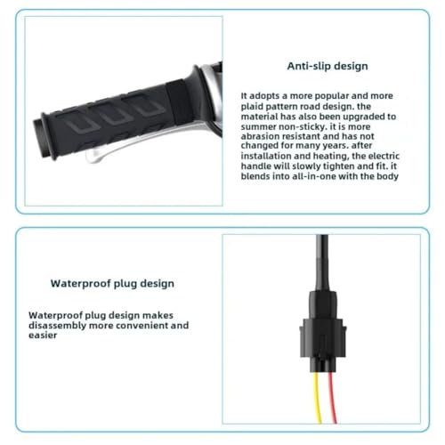 7/8'' ATV Heated Handlebar Grips, 12V 3-Gear Temperature Adjustable Handlebar Grip Heater, Waterproof Anti-Slip Heated Grips Fit for 7/8" ATV Handlebars