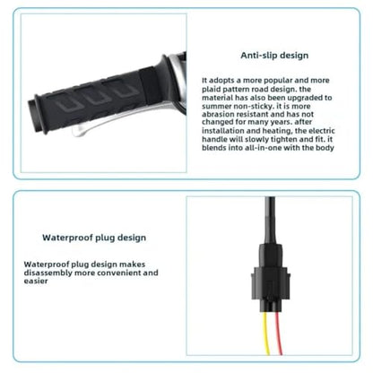 7/8'' ATV Heated Handlebar Grips, 12V 3-Gear Temperature Adjustable Handlebar Grip Heater, Waterproof Anti-Slip Heated Grips Fit for 7/8" ATV Handlebars