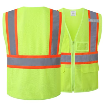 Reflective Safety Vest for Men Women Hi Vis Vest with Pockets High Visibility Vest Mesh Construction Vests Meets ANSI/ISEA Standards (Yellow-33, Small) - color: Yellow-33, size: Small