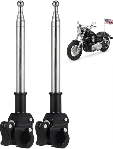 Ciieeo 2 Pack Telescopic Golf Cart Flag Pole, Stainless Steel Bike Safety for ATV Stroller Wheelchair Retractable Bicycle Handlebar Holder Adjustable Height 47 Inch