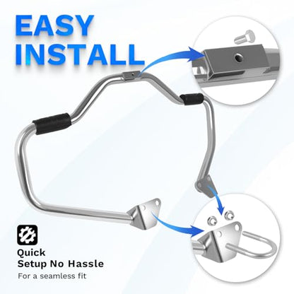 Crash Bar for Harley Dyna 2006-2017, 1 1/4" Highway Footpegs Engine Guard Protector for Low Rider, Wide Glide, Fat Bob, Street Bob, Super Glide, Switchback, CVO Fat Bob (Chrome) - color: Chrome