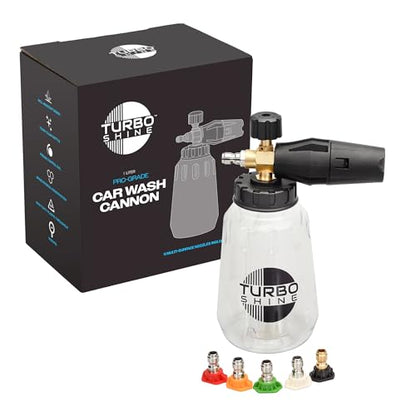 Professional Foam Cannon for Pressure Washer – Wide Mouth Snow Foam Lance with Adjustable Spray Pattern – Heavy Duty Car Wash Soap Dispenser – 1/4" Quick Connector (Clear, 1 Liter)