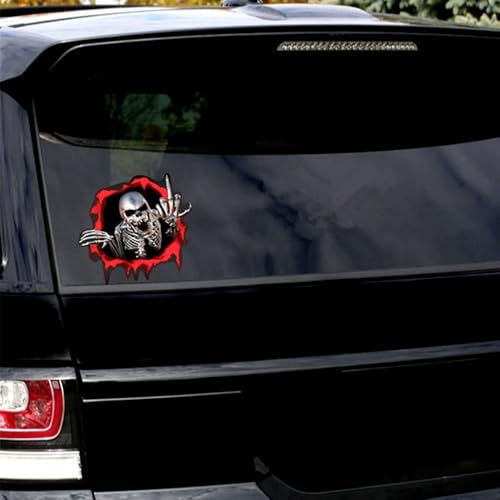 2 Pcs 5.5 x 6 inch Reflective Skull Stickers, Skeletons Decals for Car Trucks Motorcycle
