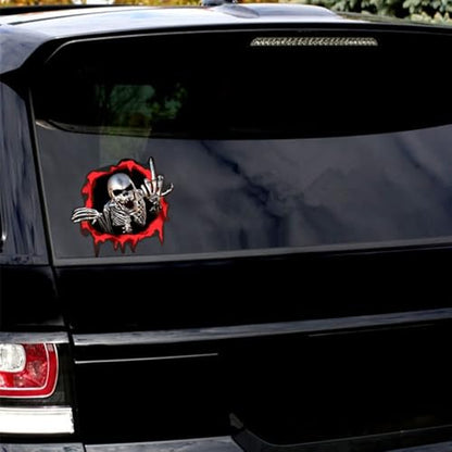2 Pcs 5.5 x 6 inch Reflective Skull Stickers, Skeletons Decals for Car Trucks Motorcycle