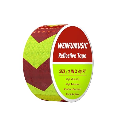 Reflective Tape Outdoor Waterproof, 2" x 40 FT Red & Fluorescent Green, High-Adhesive Arrow DOT-C2 Reflective Stickers for Hazard Warning Safety Conspicuity on Trailers Trucks - color: Red and Fluorescent Green