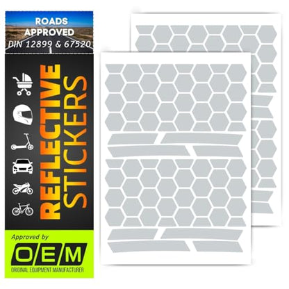 DIN 67520 reflectors Reflective Tape Stickers Waterproof Trailers Cars Motorcycle Fire Helmet Rims Bicycle Decals Vehicles Mailbox Numbers Made with ORA FOL 5600 Material (White, 144Pcs) - color: White