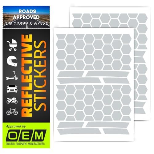 DIN 67520 reflectors Reflective Tape Stickers Waterproof Trailers Cars Motorcycle Fire Helmet Rims Bicycle Decals Vehicles Mailbox Numbers Made with ORA FOL 5600 Material (White, 144Pcs) - color: White