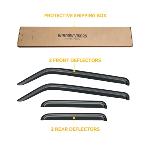 Window Visor for 2003-2011 Honda Element, Rain Guards Shields Vent Deflector Shade Wind Dark Smoke 2004 2005 2006 2007 2008 2009 2010 04 05 06 07 08 09 10, Tape-On, 4PCS - style: For 2003-2011 | Honda Element | Out-Channel