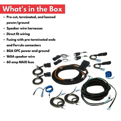 Stinger 2/4 Channel Universal Amplifier Wiring Kit for 1998+ Harley-Davidson Road Glide, Electra Glide & Street Glide Touring Motorcycles, Plug & Play Install, OEM Connections for 2014+ (SVTK4681)