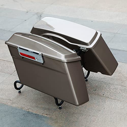 TCMT Hard Saddle bags Saddlebag Trunk W/Latch Keys & Liners Carpet Insert Fits For Harley Touring Road Glide Road King Street Glide Electra Glide Ultra Classic FLHT FLHR FLHX 1994-2013 - color: Glossy Painted Chrome Latches