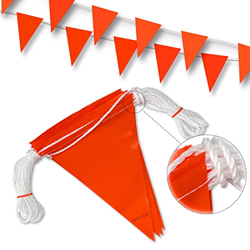 Pennant Banner Flags (Fluorescent Orange 408Ft) OSHA 500lb Rated Strand Fade Resistant Warn of Hazardous Areas, Traffic Control. - color: Fluorescent Orange, size: 7"x10"x408Ft